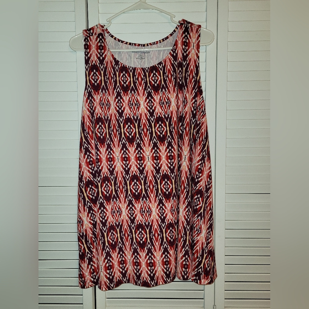 Jessica London Pink and Burgundy Sleeveless Swing Tunic